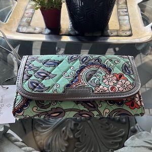 Vera Bradley Fan Flowers Trimmed Wristlet Wallet